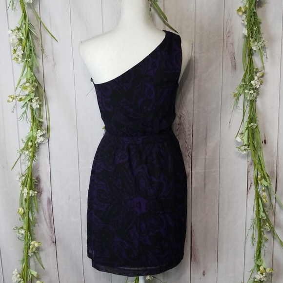 Express sz XS Grey Purple One Shoulder Dress Aline - Picture 4 of 7